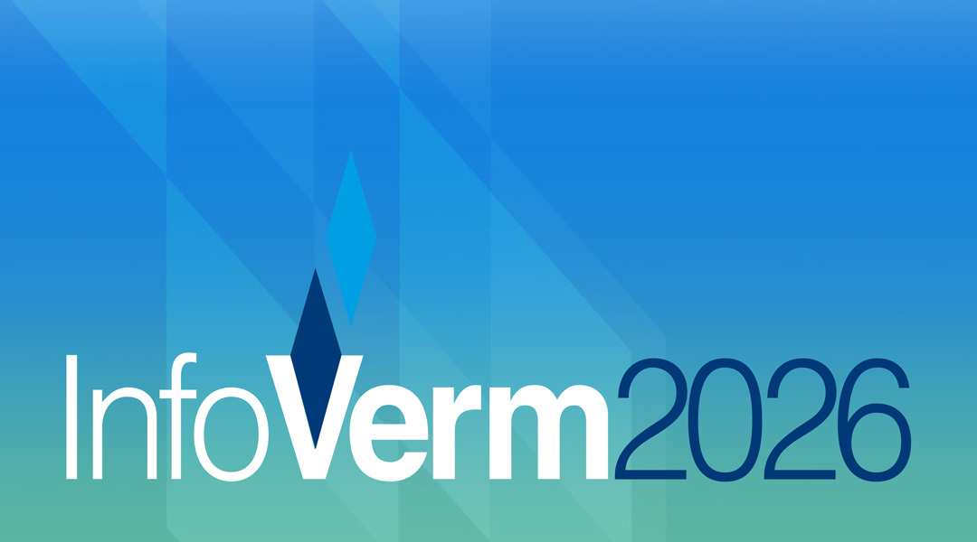 Schriftzug InfoVerm2026 auf blau, grünem Hintergrund